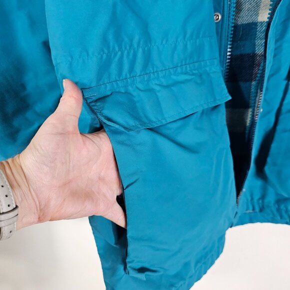 Vintage LL Bean Jacket Womens L Teal‎ Baxter State Parka Wool Blanket Lined USA - Picture 14 of 14